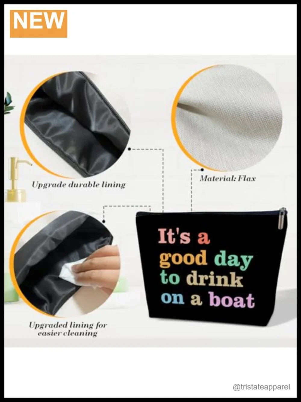 Cruise Travel Cosmetic Bag Zipper Pouch Canvas Waterproof Makeup Organizer